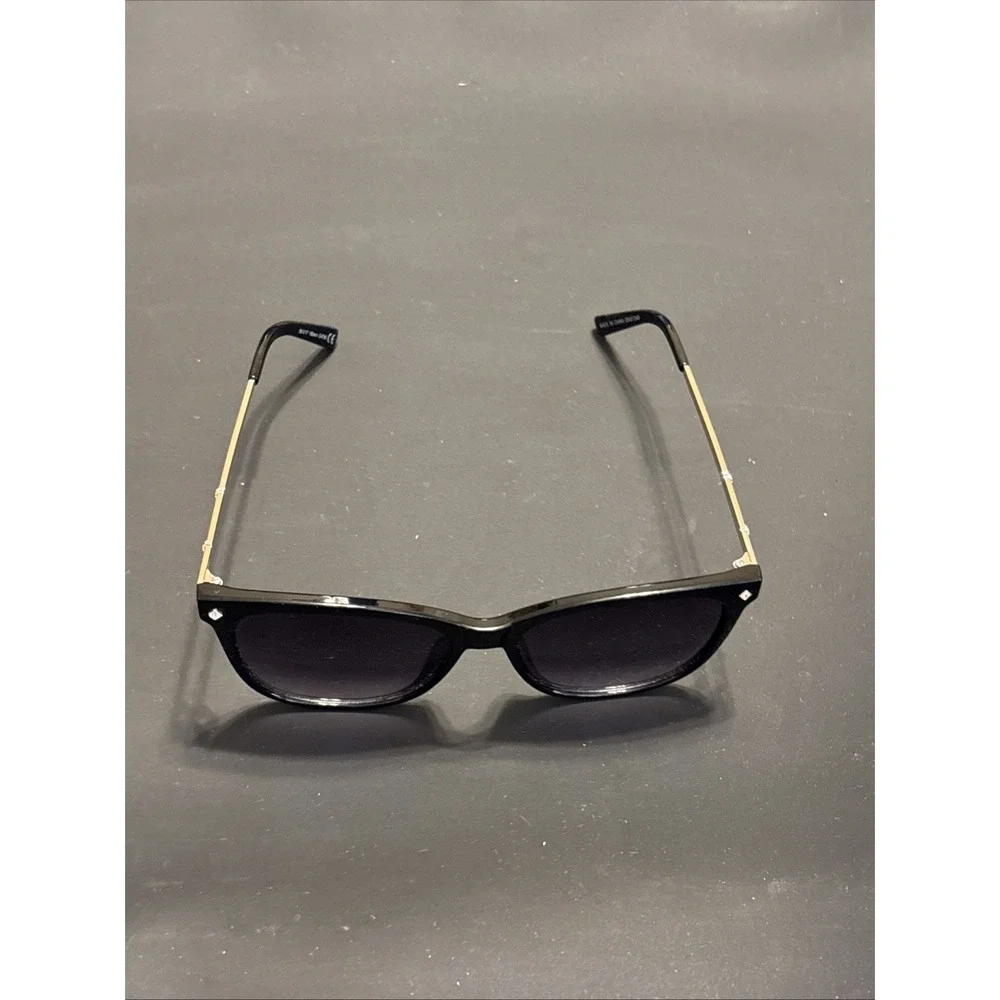 Women's Cat Eye Sunglasses Black Gold Metal Temples CAT 3 Shades